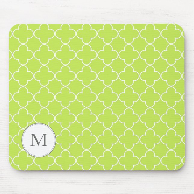 Monogramm Quatrefoil Mausunterlage - Limon Mousepad (Vorne)