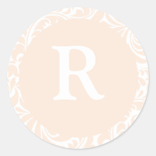 Monogramm R-Farbkleber für Elfenbein für Hochzeitm Runder Aufkleber
