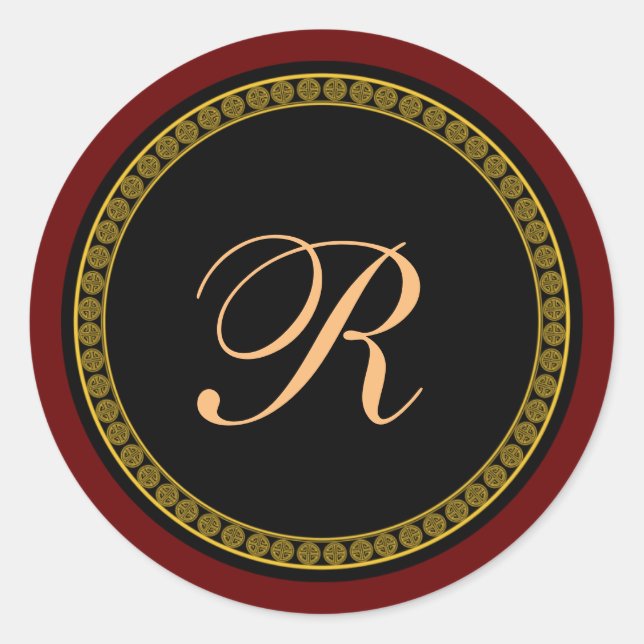 Monogramm-R-goldenes Drehbuch Runder Aufkleber (Vorderseite)