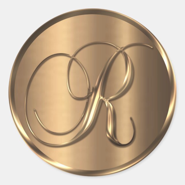 Monogramm R NONMETALLIC Bronze-Umschlag Aufkleber (Vorderseite)