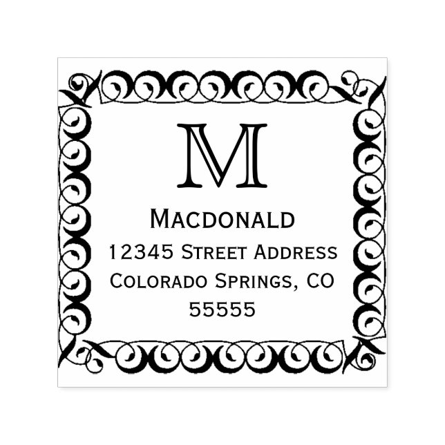 Monogramm-Rahmen - Briefmarke der selbstfarbigen A Permastempel (Design)