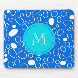 Monogramm Random Big Dots Blau-Weiß-Muster Mousepad