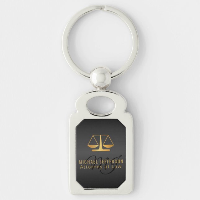 Monogramm, Rechtsanwalt - Schwarz und Gold Schlüsselanhänger (Vorderseite)