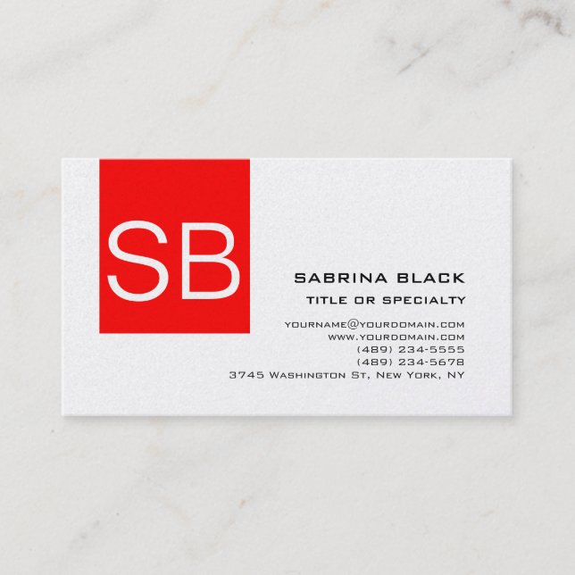 Monogramm Red Strip Consultant-Visitenkarte Visitenkarte (Vorderseite)