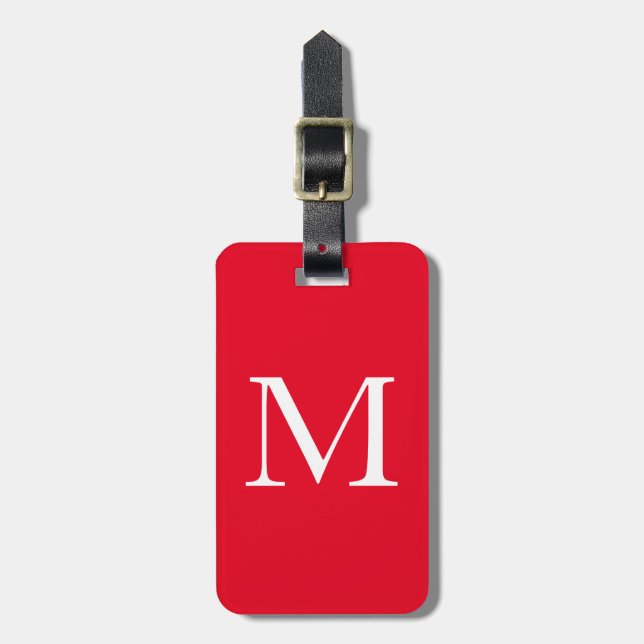 Monogramm Red White Gift Gunst Moderne Farben Gepäckanhänger (Vorderseite vertikal)