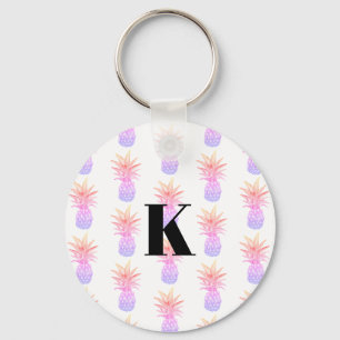 Monogramm Regenbogen Ananas tropisches Muster Schlüsselanhänger