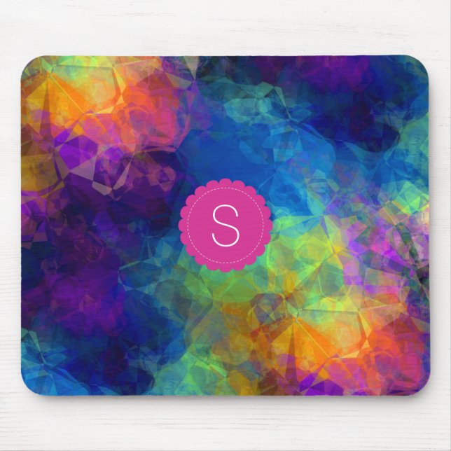 Monogramm-Regenbogen-geologisches abstraktes Mousepad (Vorne)