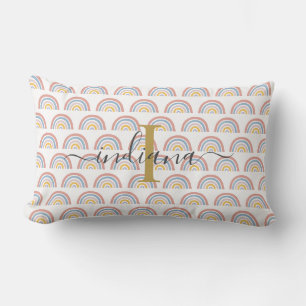 Monogramm Regenbogen Wasserfarbe Boho Schrift Lendenkissen