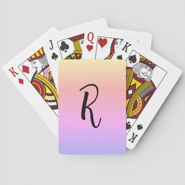 Monogramm-Regenbogenfarben Personalisiert Spielkarten (Rückseite)