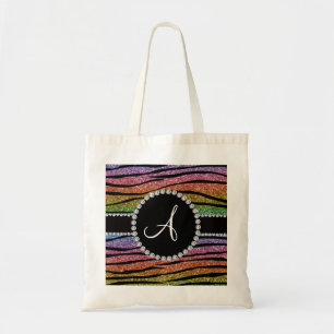 Monogramm Regenbogenkreislauf-Glitzer Tragetasche