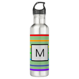 Monogramm Regenbogenstreifen Edelstahlflasche