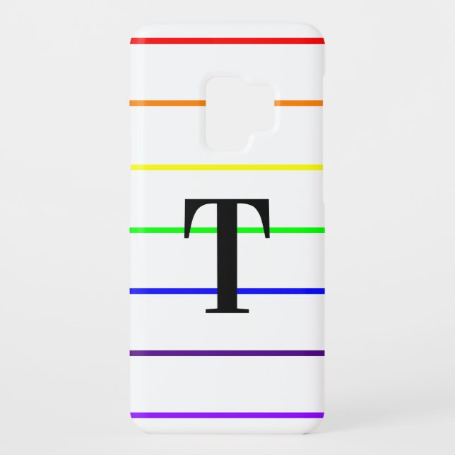 Monogramm Regenbogenstreifen iPhone 16 Pro Hülle (Rückseite)