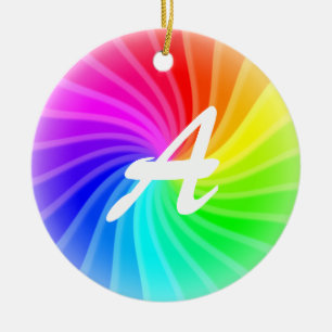 Monogramm Regenbogenwirbel Keramik Ornament