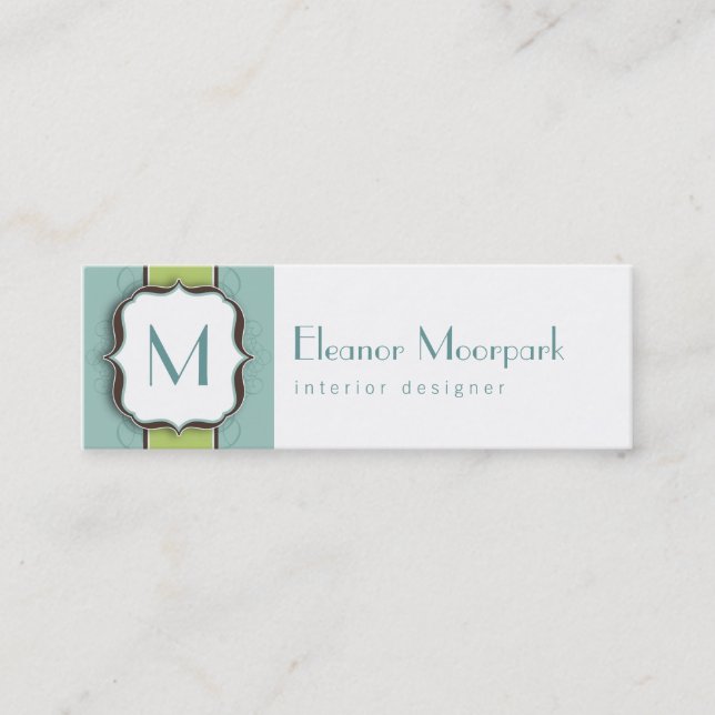 Monogramm-Retro dünne zuerstkarte Mini Visitenkarte (Vorderseite)