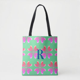 Monogramm Retro florengrün pink Tasche