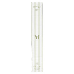 Monogramm Retro Grün Weiße Streifen Script Hochzei Großer Tischläufer
