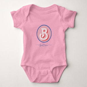 Monogramm Retro Hippie 70er Jahre Rosa Geometrisch Baby Strampler