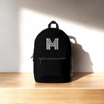 Monogramm Retro Minimalistisch Black Bedruckter Rucksack<br><div class="desc">Die ultimative Fusion von Spaß und Funktionalität: Unser bezauberndes Rucksack für Kinder und Jugendliche. Mit seinen spielerischen Pastellpinken, cooler Wassergymnastik und Touchs glitzernden Goldes inmitten eines kristallartigen Musters ist dieser Rucksack ein fröhliches Jugendreperlebnis. Und der Zauber hört nicht auf - machen Sie es einzigartig mit personalisierter Monographie! Egal ob Sie...</div>