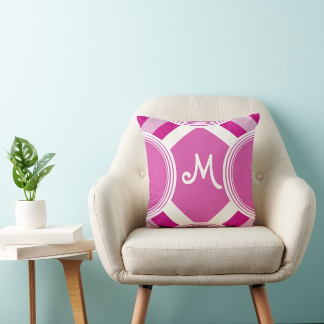 Monogramm Retro Personalisiert rosa Kissen (Stuhl )