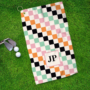 Monogramm Retro-Schachbrett individuell monogrammi Golfhandtuch