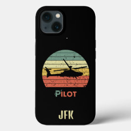 Monogramm, Retro Sunset, Hubschrauberflugzeug Case-Mate iPhone Hülle
