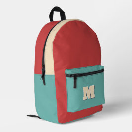 Monogramm Retroorange und blau Bedruckter Rucksack