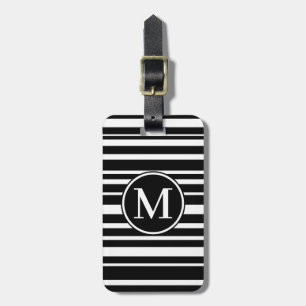Monogramm RF Schwarz Streifen Gepäckanhänger
