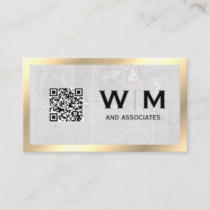 Monogramm   Rock Slate   Goldgrenze   QR-Code Visitenkarte
