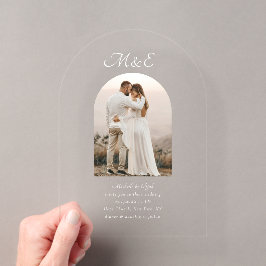 Monogramm Romantische Bogen-Foto Elegante Hochzeit Acryleinladungen
