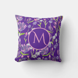 Monogramm Romantisches Lila Pink Feminoral Kissen