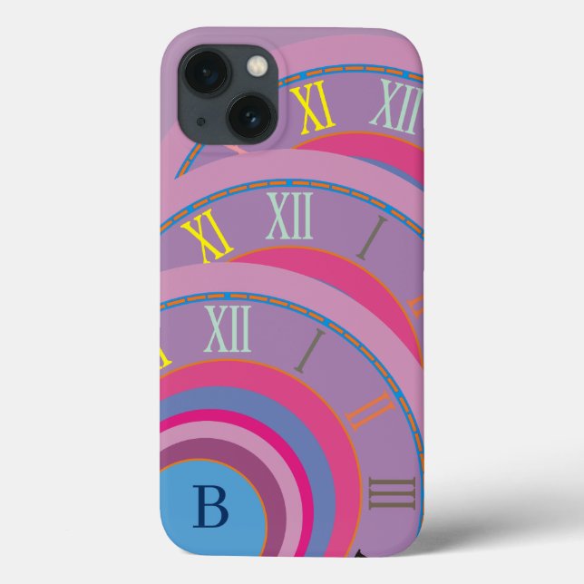 Monogramm römische Zahlen Künstlerische Uhrenkorre Case-Mate iPhone Hülle (Rückseite)
