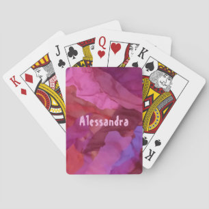 Monogramm rosa abstrakte Streifen Muster gürtlich Spielkarten