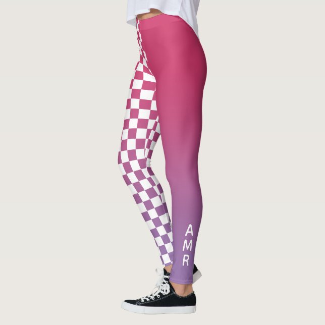Monogramm rosa bis Lila glänzend Prüfmuster Leggings (Links)