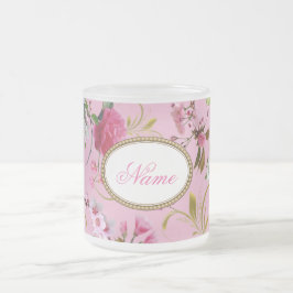 Monogramm-rosa Blumen Mattglastasse