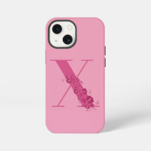 Monogramm Rosa Blumenletter X iPhone-Hülle