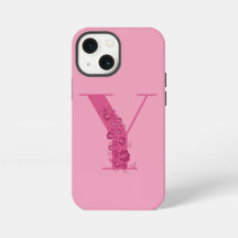 Monogramm Rosa Blumenletter Y iPhone-Hülle