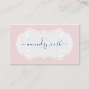 Monogramm rosa Blush Pulver Blogger Royal Frame Visitenkarte