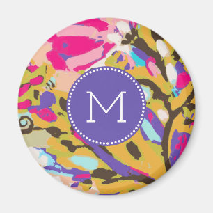 Monogramm   rosa Boho Blumeni Magnet