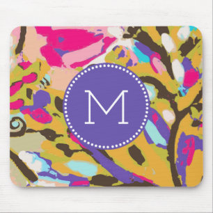 Monogramm   rosa Boho Blumeni Mousepad
