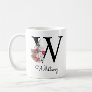 Monogramm Rosa Boho Mädchenhaft Florales Anfangsbu Kaffeetasse