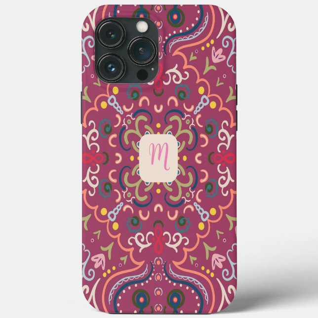 Monogramm Rosa & Bunt  Case-Mate iPhone Hülle (Rückseite)