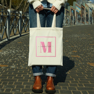 Monogramm Rosa Einfach Minimalistisch Schön Benutz Tragetasche