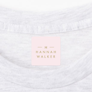 Monogramm Rosa   Elegante Chic Gold Bekleidung Etiketten