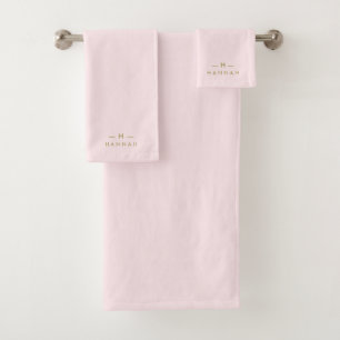 Monogramm Rosa Elegantes Gold Minimalistisch Bat Badhandtuch Set