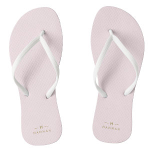 Monogramm Rosa   Elegantes Gold Minimalistisch Flip Flops
