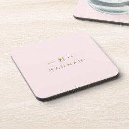 Monogramm Rosa | Elegantes Gold Minimalistisch Getränkeuntersetzer