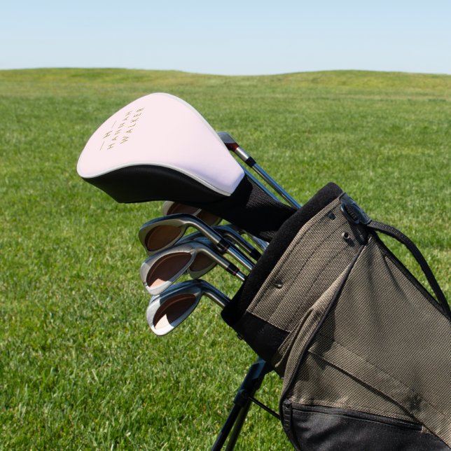 Monogramm Rosa | Elegantes Gold Minimalistisch Golf Headcover (In SItu)