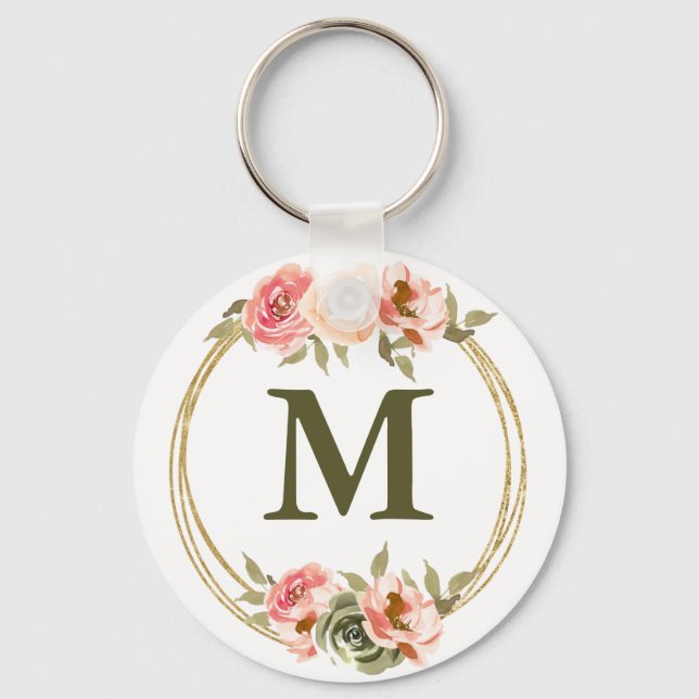 Monogramm Rosa Farbe Schlüsselanhänger (Vorderseite)