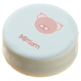 Monogramm rosa Ferkel auf blau