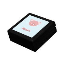 Monogramm rosa Ferkel auf blau